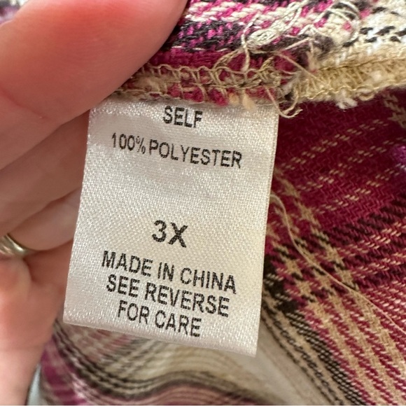 **NWT** Haptics Magenta Fringe Plaid Shacket - Picture 9 of 12